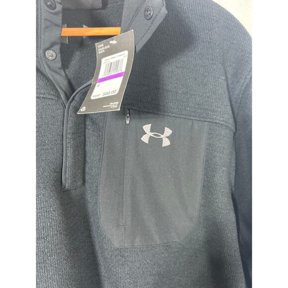 Under Armour Pullover Fleece Black XXL NEW Loose Zip Pockets Specialist Henley - Picture 4 of 8